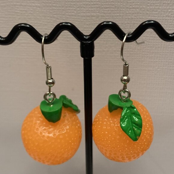 Orange Earring, Fruit Earring, Funny Food Earring, Florida Earring, Gift Idea - Picture 2 of 5